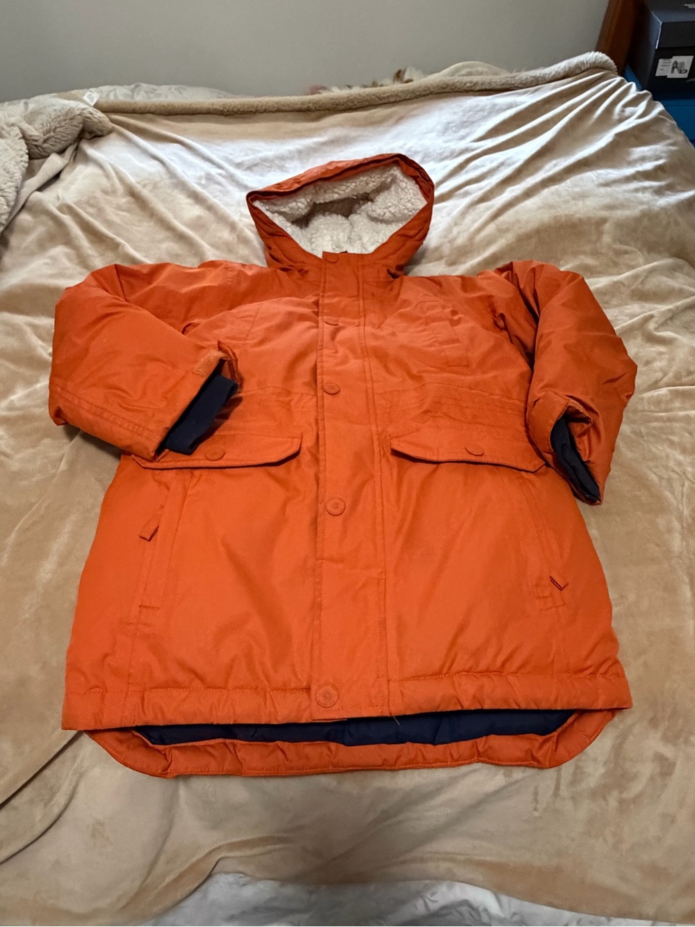 Lands’ End Kids Orange Hooded Winter Coat M 10/12